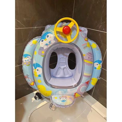 Bouée Gonflable Bébé Anneau Flottant Sirène avec Volant et Klaxon, Bateau de Piscine Été pour Enfants, Siège Anneau de Natation Jouet Aquatique (1/5)