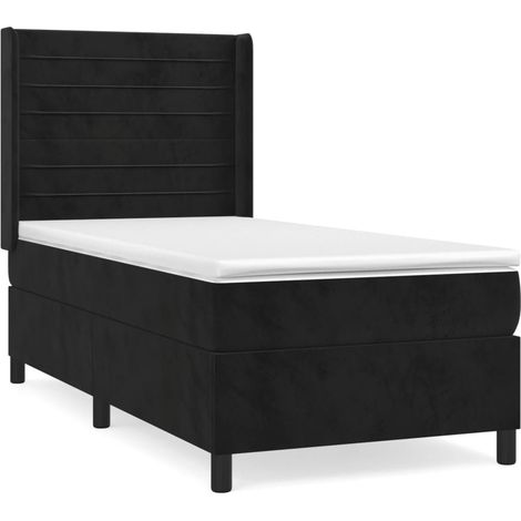 Maison Exclusive - Giroletto a Molle con Materasso Nero 90x200 cm in Velluto