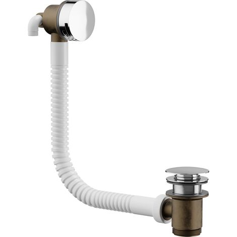 Polished Chrome Free Flow Bath Filler with Push Waste and Overflow (1/4)