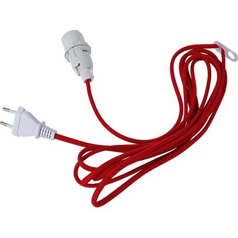 Star Trading Douille de lampe E14 'Lacy' avec fiche, rouge, câble textile 350cm