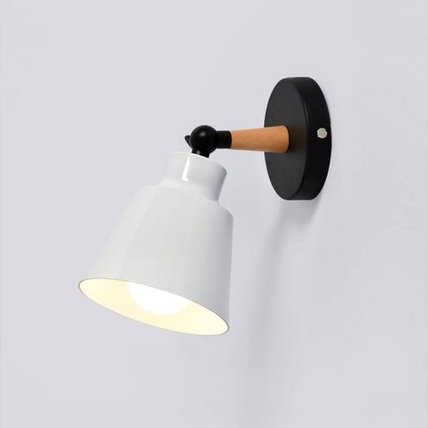 Applique murale en métal orientable, petite applique murale E27 pour chambre, bureau ou salle de bain, ampoule non incluse, blanc. (1/3)