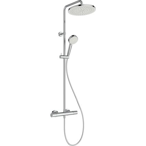 Ideal Standard Alero système de douche, ensemble de douche économe en eau avec thermostat, douchette à main avec deux types de jets (massage et pluie douce) – Chrome (315 x 510,5 x 1 117 mm) (1/4)