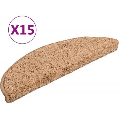Tapis d'escalier 15 pcs,Marches d'escalier 56 x 17 x 3 cm Beige Demi-rond CFW189651 (1/5)