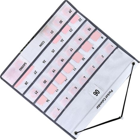 Calendario de pared con bolsillos – 44 x 42 cm, calendario mensual blanco de tela no tejida – Ideal para salón, oficina y organización (1/5)