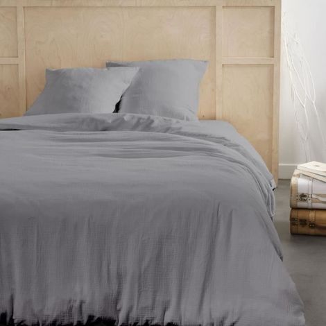 Bedding set - TODAY - 123325 - 2 people - 240x220cm - Plain cotton gauze - Steel
