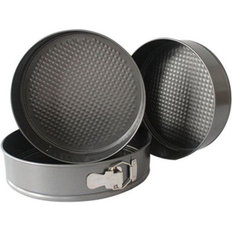 Ensemble de 3 moules à charnière ronds - Moule à gâteau - Moule à quiche - Noir - Acier au carbone/Revêtement antiadhésif - 24/26/28 cm Noir (1/5)