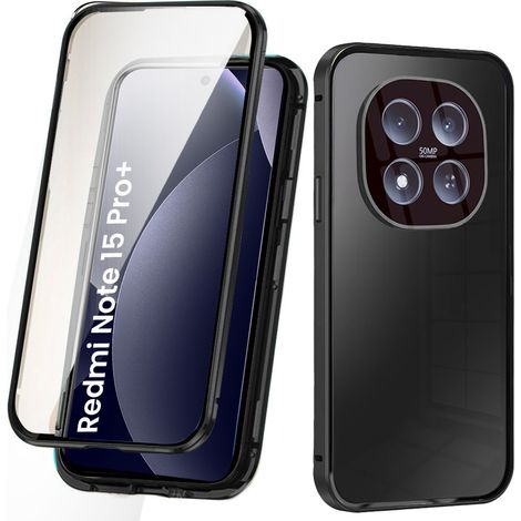 Custodia per Xiaomi Redmi Note 15 Pro Plus 5G / Poco M8 Pro 5G, con doppio vetro magnetico, nera (1/5)