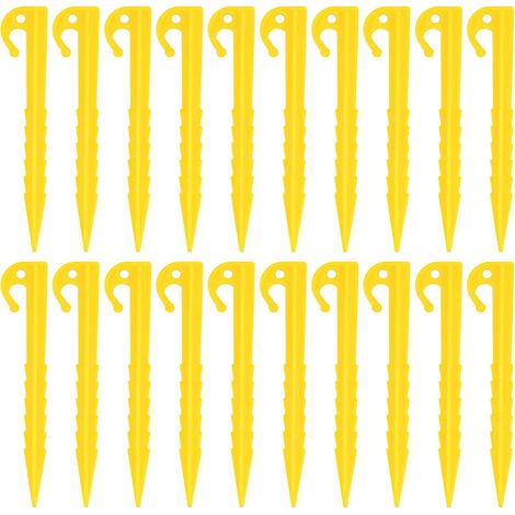 20 picchetti in plastica per tenda da 14,5 cm, colore giallo, aringhe, per campeggio, giardino e fissaggio a terra. (1/5)