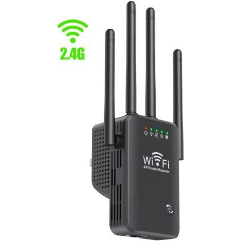 4-antenna 2.4GHz 300Mbps WiFi repeater – Coverage up to 5000 ft² – Connects up to 35 devices – 1000Mbps Ethernet port