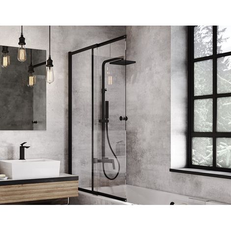 Pare-baignoire Easy slide black 100x150cm (1/4)
