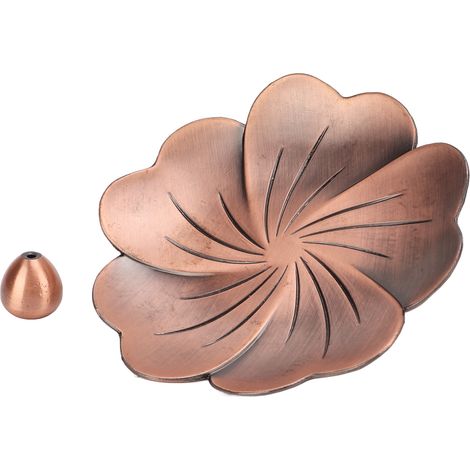 Porte-encens rétro élégant et unique en forme de fleur, design séparé, couleur cuivre rouge, porte-encens (1/5)