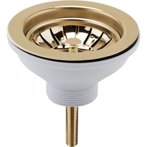 90mm - Fireclay Kitchen Sink Basket Strainer Waste - Brushed Brass