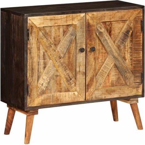 Commode 2 portes manguier massif clair et foncé Induka (1/4)