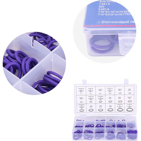 270 Stück sortierte violette O-Ringe aus Gummi für Kfz-Klimaanlagenkompressoren