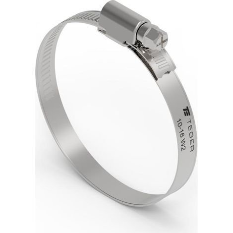 Collier de serrage à vis sans fin 10-16 (collier W2 - acier inoxydable) largeur 9 mm TEGER (vendu par paquets de 50) (1/3)