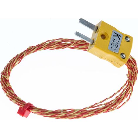 Thermocouple type K Ø 1/0.2mm, L 2m, +250°C max à Fiche mâle miniature ( Prix pour 1 ) (1/3)