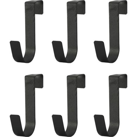 Lot de 6 crochets porte-serviettes en acier inoxydable étanches pour porte de salle de bain en verre sans cadre 2,1 cm Noir mat