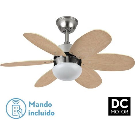 Ventilador de techo "Alves" con control remoto 2xE27 (20W motor DC 45dB) IP20 color níquel y haya