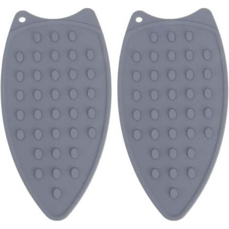 Coussin Repose-Fer en Silicone 2 Pièces, Résistant à la Chaleur, Gris, pour Planche à Repasser et Fer à Vapeur (1/5)