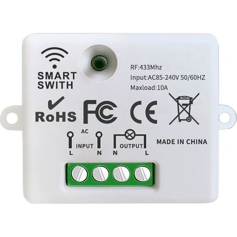 Kabelloser Lichtschalter, 10-A-Relaisempfänger, einfache Installation, für Beleuchtung bis 1500 W (1/4)