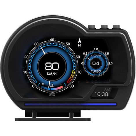 Affichage tête haute OBD2 + GPS, compteur de vitesse intelligent, alarme de régime moteur turbo pour voiture et camion (1/5)