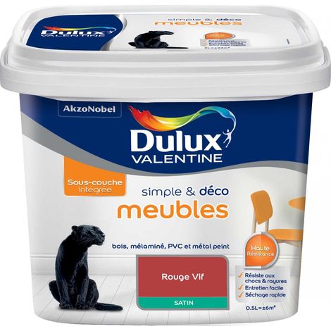Peinture De Rénovation Simple & Deco Meubles Satin Rouge Vif 0,5 L - Dulux Valentine