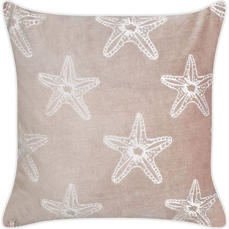 Dekokissen CERAMIUM Samtstoff 45 x 45 cm Pastellrosa Blumenmuster