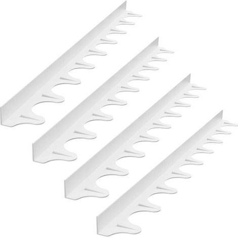 Set di 4 coperture in silicone bianco ondulato a forma di L per lo spazio tra fornello e piano cottura (21 pollici ciascuna) per prevenire le fuoriuscite. (1/4)