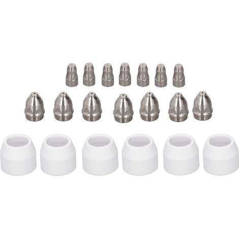 Kit de 20 consommables pour torche de découpe plasma : buses et embouts en acier inoxydable et céramique résistants à l'usure. (1/5)