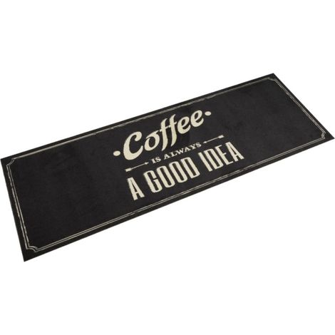 vidaXL Tapis de cuisine lavable texte Coffee 60x180 cm velours