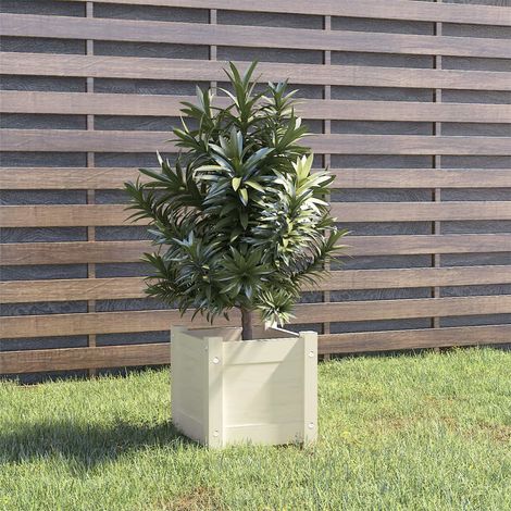 Bac à fleurs,Jardinière d'extérieur Blanc 31x31x31 cm Bois de pin massif -74349 (1/5)