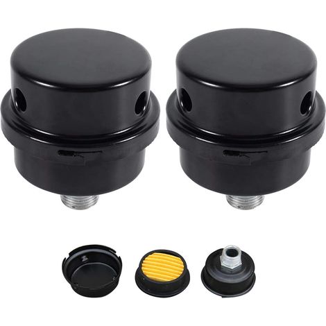2 Pcs Compresseur d'air Filtre Silencieux, 3/8" 16mm Male Filetage Metal Coque Air Compresseur Silencieux Filtre, Silencieux Fliter d'admission en métal pour les chaudières à compresseur d'air