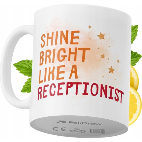 Lustige Kaffeetasse mit witzigem Textdesign für Rezeptionistinnen – ideal für Geburtstage, Namenstage, Feiertage und besondere Anlässe. Hochwertige Tasse für Büro, Homeoffice und Arbeit. Farbe: Weiß, 