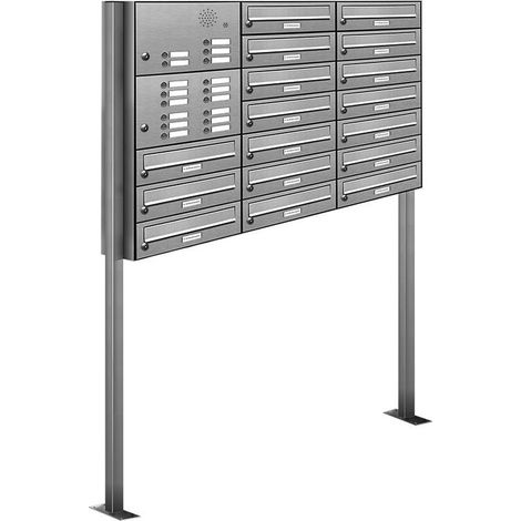 17er V2A Edelstahl Briefkasten Standanlage Freistehend mit Klingel (1/5)