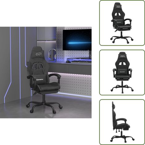 The Living Store Chaise de jeu avec repose-pied Noir Similicuir - Confort de jeu (1/5)