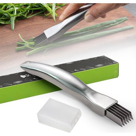 1 Couteau À Oignons Verts, 6 Lames Acier Inoxydable, Hachoir Multifonction, Pour Légumes Et Fruits, Cuisine Quotidienne (1/5)