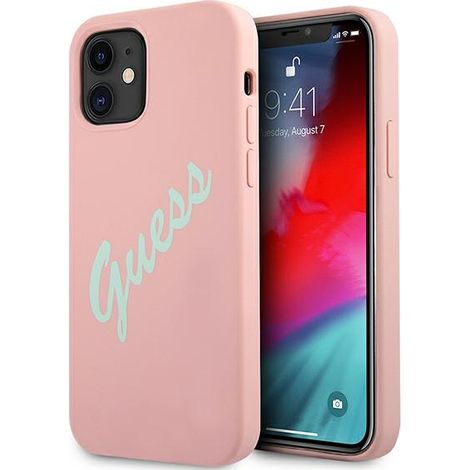 Funda rígida de silicona vintage Guess GUHCP12SLSVSPG para iPhone 12 mini 5.4 rosa verde/verde rosa (1/5)