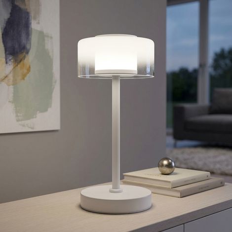LED Tischlampe Wohnzimmerleuchte Weiß Schalter Anschlusskabel Metall H 32,5 cm (1/5)