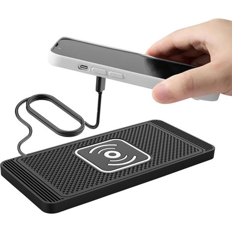 Tapis de chargement de voiture - Tapis de chargeur de voiture magnétique sans fil 15 W - Support de téléphone de voiture, support de chargeur de voiture, tapis de charge antidérapant PE (1/5)
