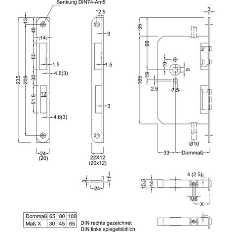BMH Fluchttürtreibriegel 6130 Rundstulp 24 mm, DM 65 mm, universal, Edelstahl (1/3)