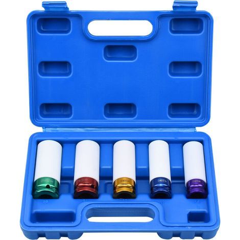 5-piece Extra Thin Wall Metric Drive Wheel Wrench Bits for Wheel Sizes 5, 15, 17, 19, 21, 22 mm (1/5)