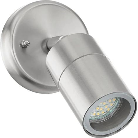 Faretto Orientabile Esterno Stockholm 1 Acciaio Argento Vetro Bianco Led (1/4)