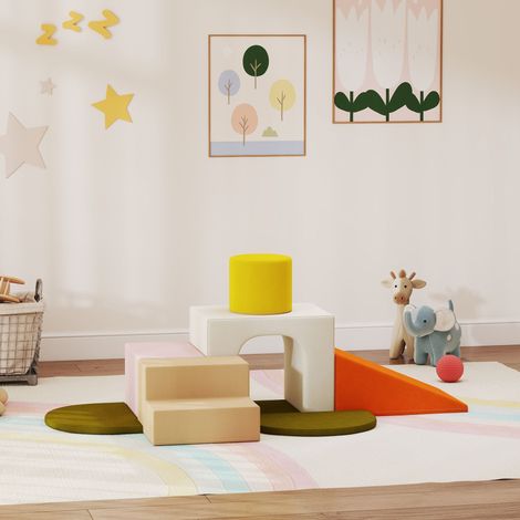 Set de 8 constructions molles pour enfants de 0 à 3 ans d'intérieur, en velours et mousse PU orange (1/5)