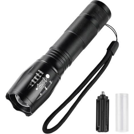 Pr Ultra Powerful LED Flashlight, Waterproof Tactical Flashlight, Zoomable LED Flashlight, 5 Modes, Battery Operated Flashlight for Camping, Outdoors, Emergencies, Hiking [Energy Class (1/5)