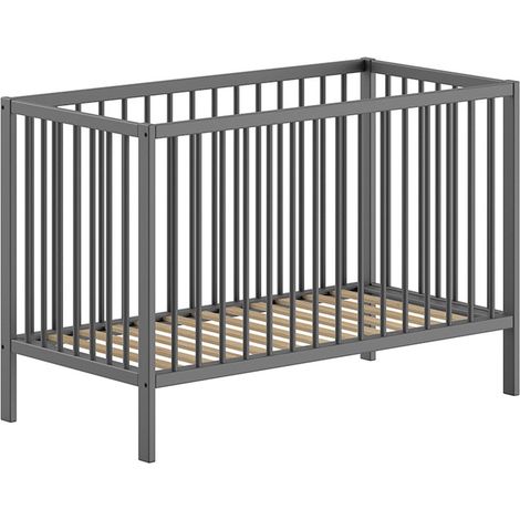 Lit Bébé à Barreaux "Dino" 60x120cm Anthracite (1/4)