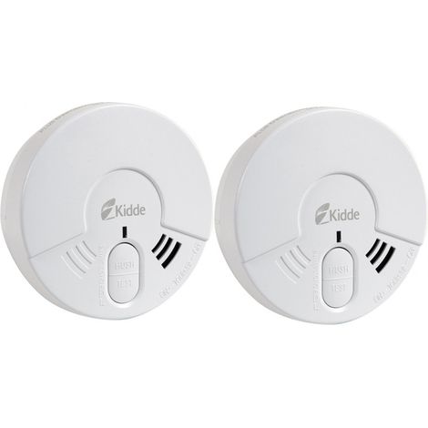 Kidde – Lot de 2 détecteurs de fumée 3Y29 pile A – Alimentation pile 9V – Alarme 85 dB – Capteur photoélectrique avec fonction silence