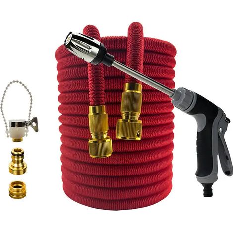 Tuyau d'arrosage extensible haute pression pour jardin (1/2 po, 50 pi) - Tuyaux d'arrosage flexibles haute pression - Fournitures d'irrigation horticole - Pistolet à eau pour lavage de voiture