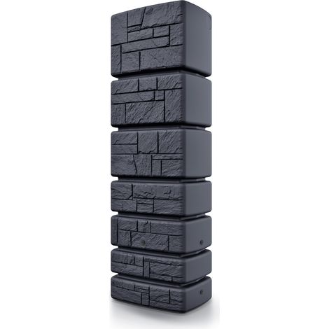 PROSPERPLAST Tonneau de récupération d'eau Tower Stone 350 L, 57,5 x 38,4 x 180 cm, noir (1/5)