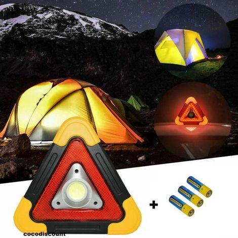 Triangle de sécurité LED lumineux avec clignotant et lampe de secours (1/3)