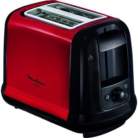 Grille-pain 2 Fentes Rouge 850W Dorage Réglable (1/2)